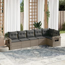 vidaXL 6-delige Loungeset met kussens poly rattan zwart