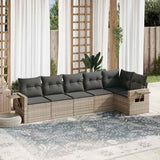 vidaXL 6-delige Loungeset met kussens poly rattan zwart