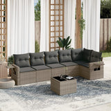 vidaXL 6-delige Loungeset met kussens poly rattan zwart