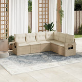 vidaXL 6-delige Loungeset met kussens poly rattan zwart