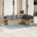 vidaXL 6-delige Loungeset met kussens poly rattan zwart