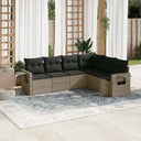 vidaXL 6-delige Loungeset met kussens poly rattan zwart