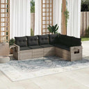 vidaXL 6-delige Loungeset met kussens poly rattan zwart