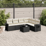 vidaXL 6-delige Loungeset met kussens poly rattan zwart