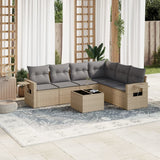 vidaXL 6-delige Loungeset met kussens poly rattan zwart