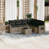 vidaXL 6-delige Loungeset met kussens poly rattan zwart
