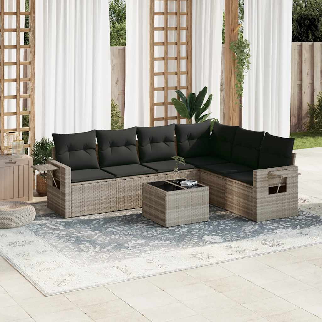 vidaXL 6-delige Loungeset met kussens poly rattan zwart