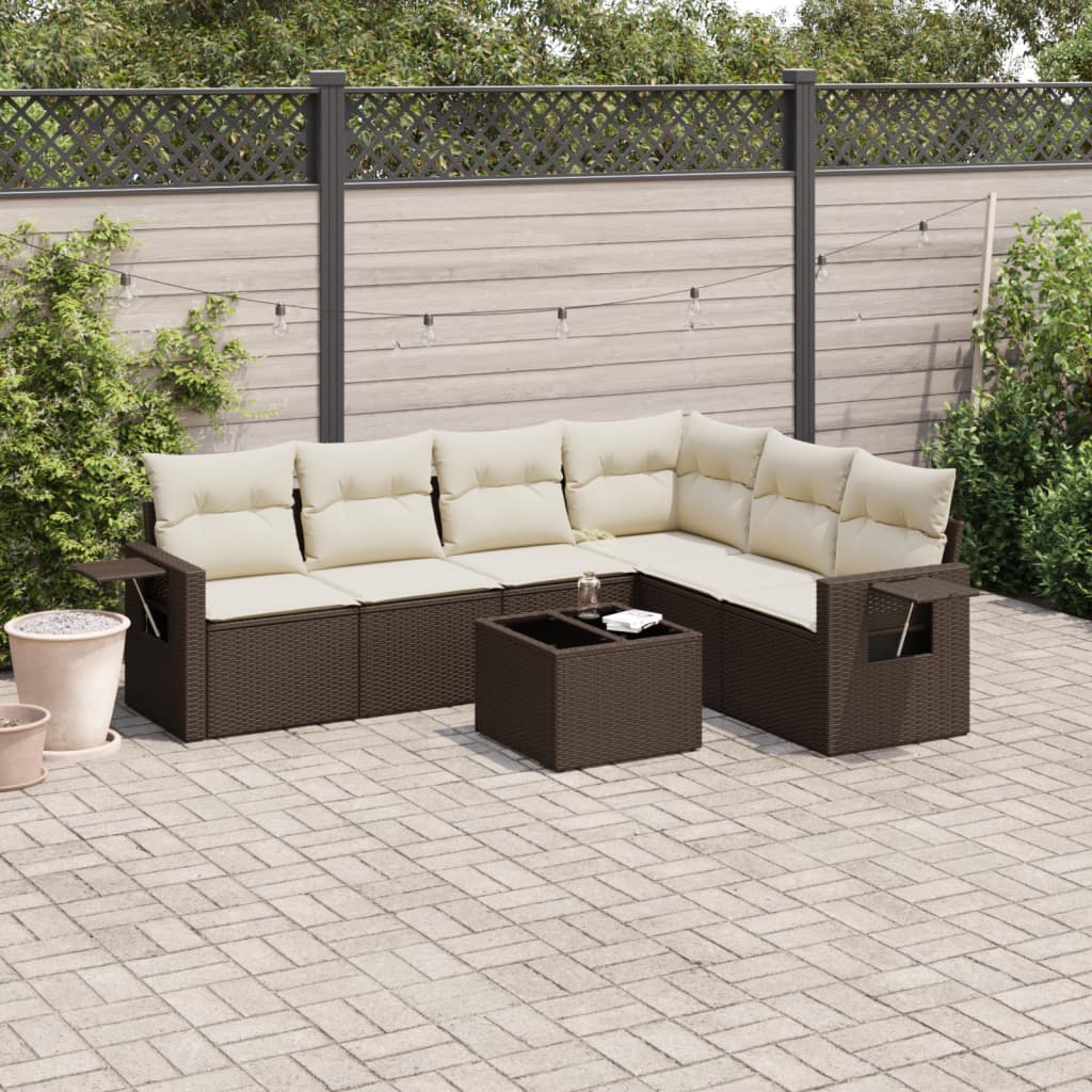 vidaXL 6-delige Loungeset met kussens poly rattan zwart