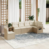 vidaXL 6-delige Loungeset met kussens poly rattan zwart