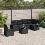 vidaXL 6-delige Loungeset met kussens poly rattan zwart