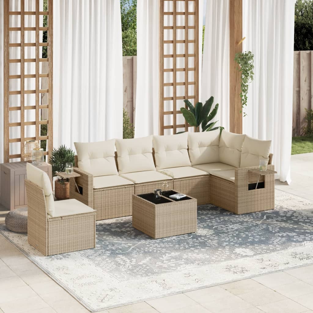 vidaXL 6-delige Loungeset met kussens poly rattan zwart