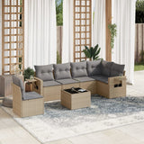 vidaXL 6-delige Loungeset met kussens poly rattan zwart