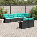 vidaXL Ensemble de 8 bancs de jardin avec coussins, noir polyrotan