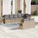 vidaXL 8-delige Loungeset met kussens poly rattan zwart