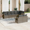 vidaXL 8-delige Loungeset met kussens poly rattan zwart