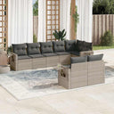 vidaXL 8-delige Loungeset met kussens poly rattan zwart