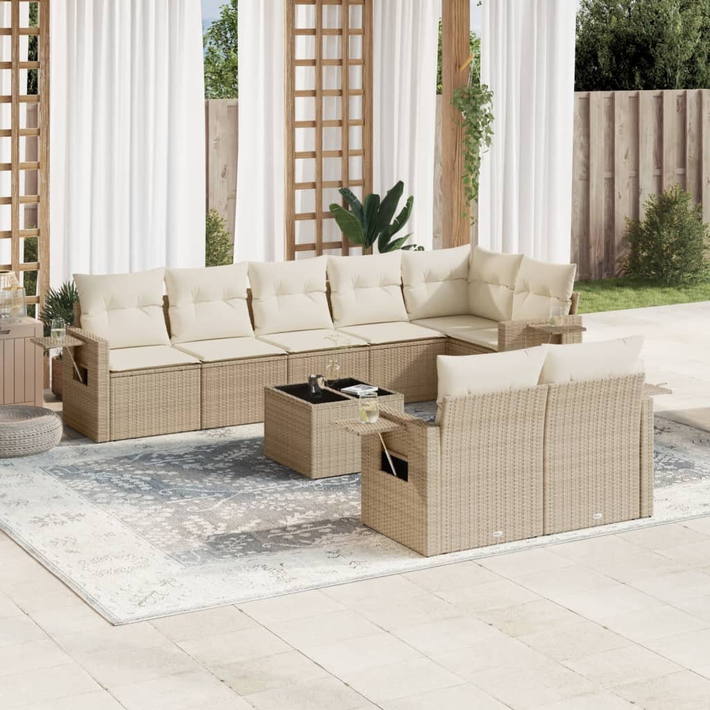 vidaXL 8-delige Loungeset met kussens poly rattan zwart