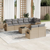 vidaXL 8-delige Loungeset met kussens poly rattan zwart