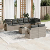 vidaXL 8-delige Loungeset met kussens poly rattan zwart
