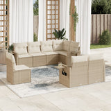 vidaXL 8-delige Loungeset met kussens poly rattan zwart
