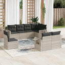 vidaXL 8-delige Loungeset met kussens poly rattan zwart