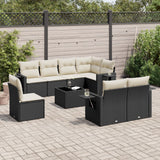 vidaXL 8-delige Loungeset met kussens poly rattan zwart