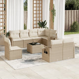 vidaXL 8-delige Loungeset met kussens poly rattan zwart
