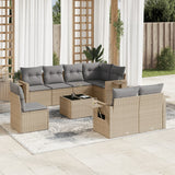 vidaXL 8-delige Loungeset met kussens poly rattan zwart