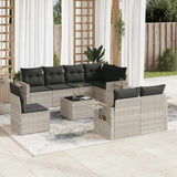vidaXL 8-delige Loungeset met kussens poly rattan zwart