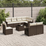 vidaXL 8-delige Loungeset met kussens poly rattan zwart