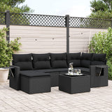vidaXL 6-Piece Lounge Set with Cushions Poly Rattan Black