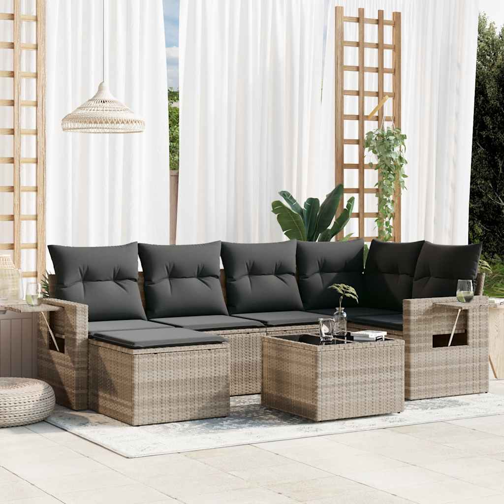 vidaXL 6-Piece Lounge Set with Cushions Poly Rattan Black
