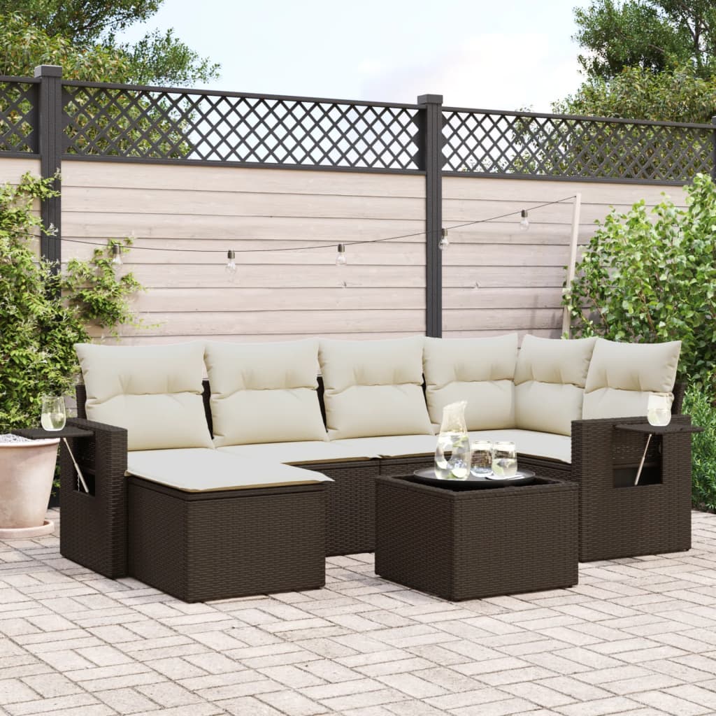 vidaXL 6-Piece Lounge Set with Cushions Poly Rattan Black