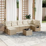 vidaXL 7-delige Loungeset met kussens poly rattan zwart