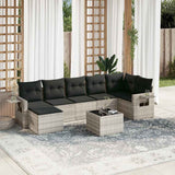 vidaXL 7-delige Loungeset met kussens poly rattan zwart