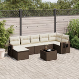 vidaXL 7-delige Loungeset met kussens poly rattan zwart