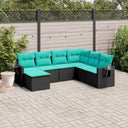 vidaXL ensemble de 7 banques de jardin avec coussins en polyrotan noir