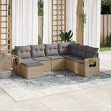 vidaXL 7-delige Loungeset met kussens poly rattan zwart