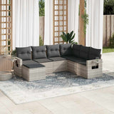 vidaXL 7-delige Loungeset met kussens poly rattan zwart
