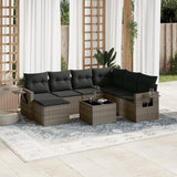 vidaXL 7-delige Loungeset met kussens poly rattan zwart