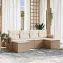 vidaXL 6-delige Loungeset met kussens poly rattan zwart