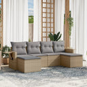 vidaXL 6-delige Loungeset met kussens poly rattan zwart