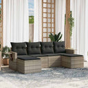 vidaXL 6-delige Loungeset met kussens poly rattan zwart