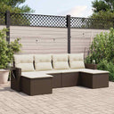 vidaXL 6-delige Loungeset met kussens poly rattan zwart