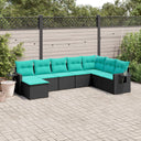 vidaXL Ensemble de 8 bancs de jardin avec coussins, noir polyrotan