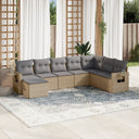 vidaXL 8-delige Loungeset met kussens poly rattan zwart