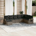 vidaXL 8-delige Loungeset met kussens poly rattan zwart