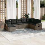 vidaXL 8-delige Loungeset met kussens poly rattan zwart