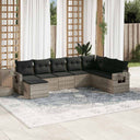 vidaXL 8-delige Loungeset met kussens poly rattan zwart