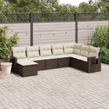 vidaXL 8-delige Loungeset met kussens poly rattan zwart